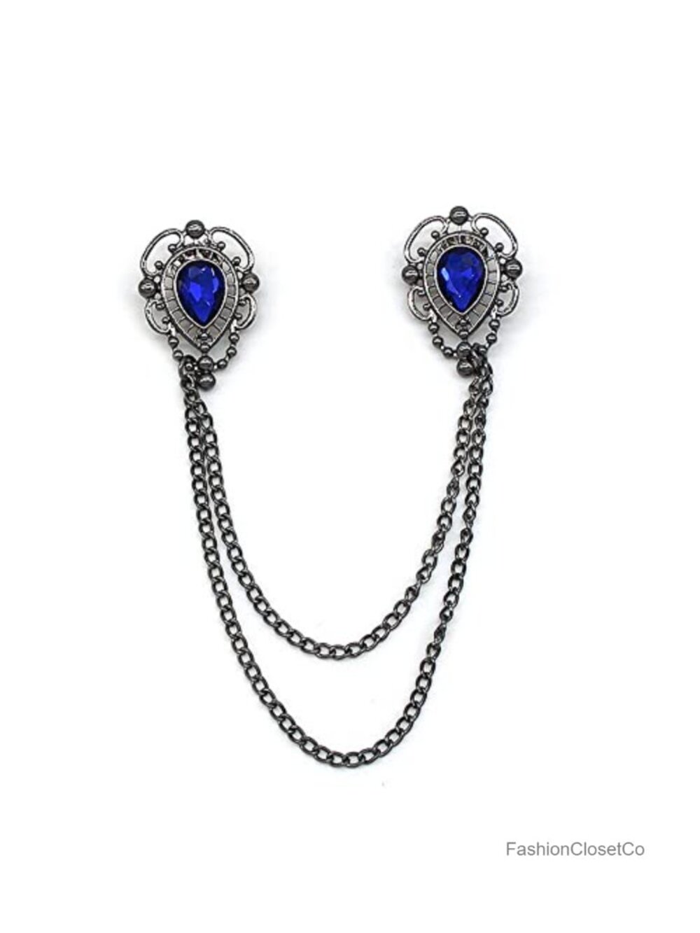 Unisex Vintage Enameled Flower Brooch Pin with Imitation Pearl Rhinestone Tassel